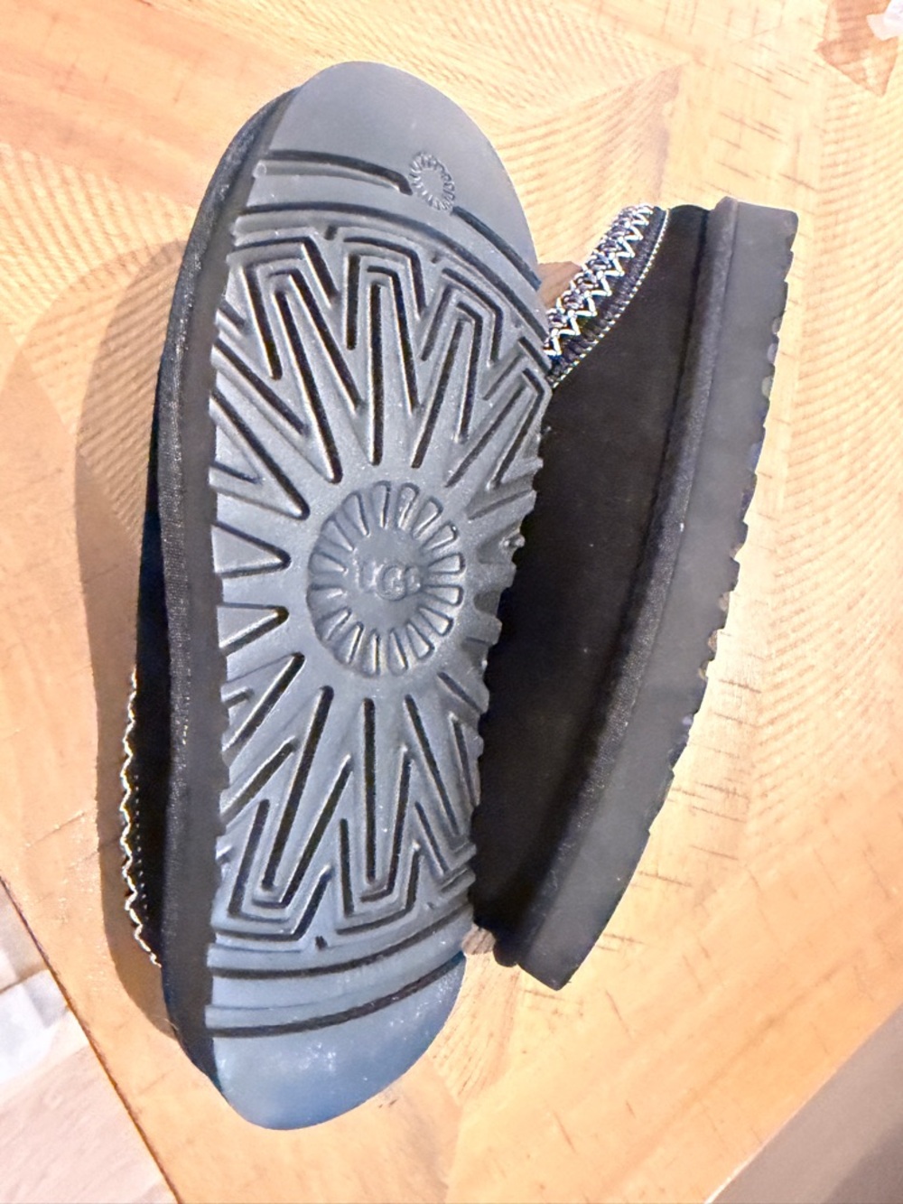 UGG Black Suede Casual Slip-Ons with Contrast Stitching